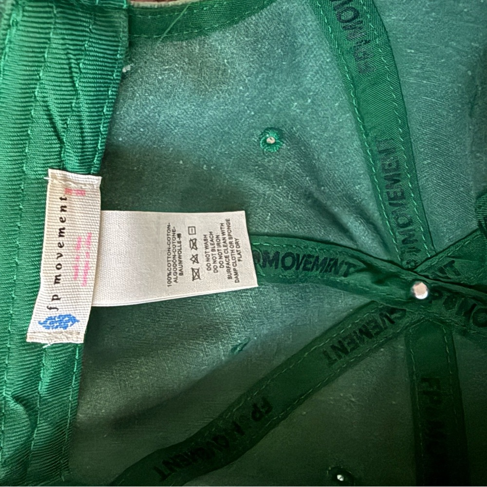 Free People Green Embroidered Baseball Hat Washed Cotton Adjustable - Picture 3 of 4